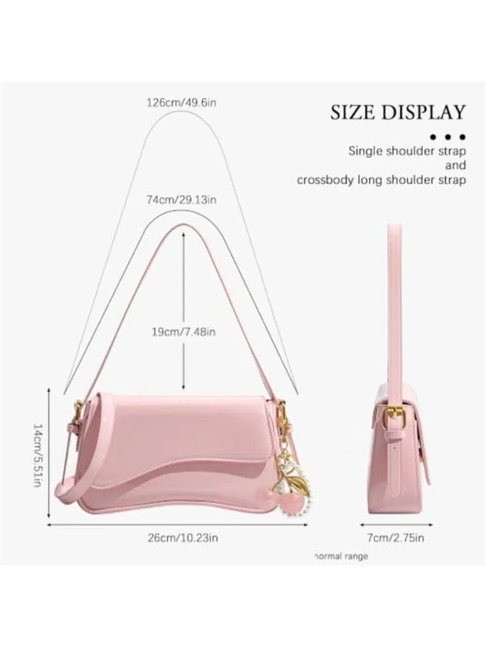 Women's Hobo Shoulder Bag | Cherry Charm Crossbody Purse | Cute Retro Handbag